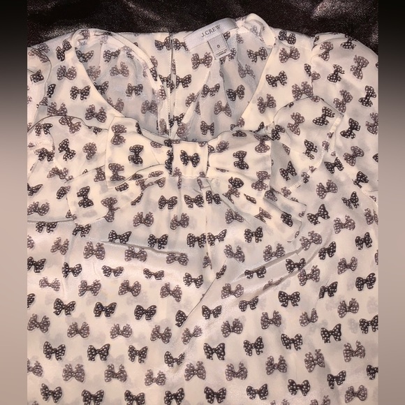 J. CREW Silk blouse with bows print, size 0 - Picture 7 of 14